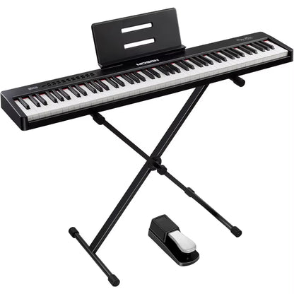 88Key Digital Piano Keyboard with Semiweighted Keys for Realistic Piano Playing Experience Featuring Double Keyboard Design LED