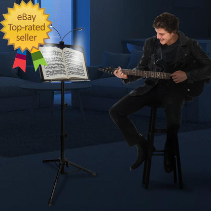 Sheet Music Stand with Light & Phone Holder, 57" Music Stand for Sheet Music Hig