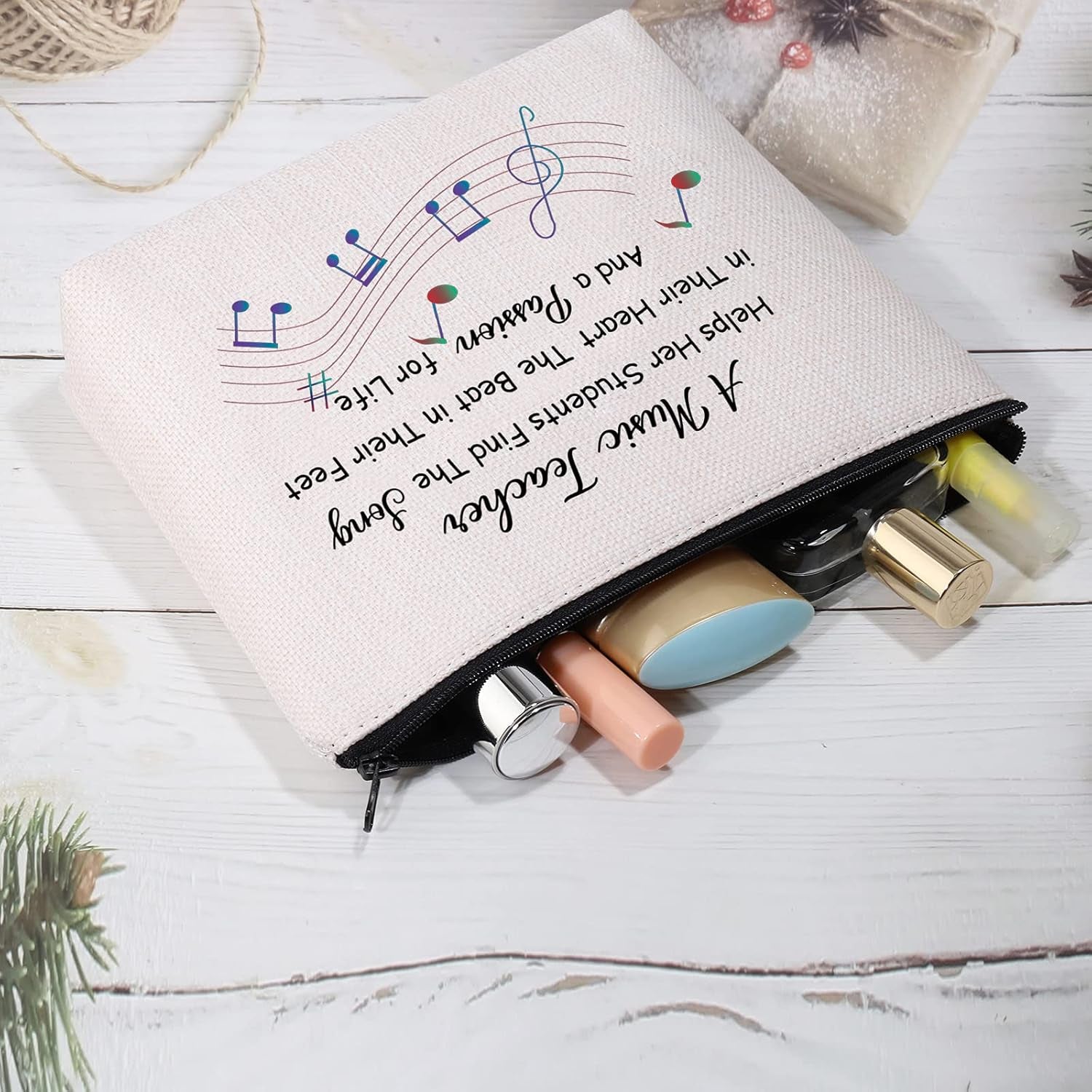 Music Teacher Gifts Music Teacher Bag Makeup Cosmetic Pouch Music Teacher Appreciation Gifts for Women Music Teacher Travel Toiletry Bag Pencil Pouch (Music Teacher Cosmetic Bag)