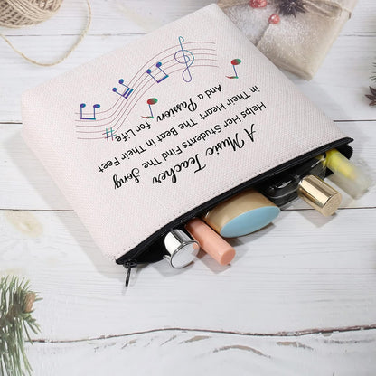 Music Teacher Gifts Music Teacher Bag Makeup Cosmetic Pouch Music Teacher Appreciation Gifts for Women Music Teacher Travel Toiletry Bag Pencil Pouch (Music Teacher Cosmetic Bag)