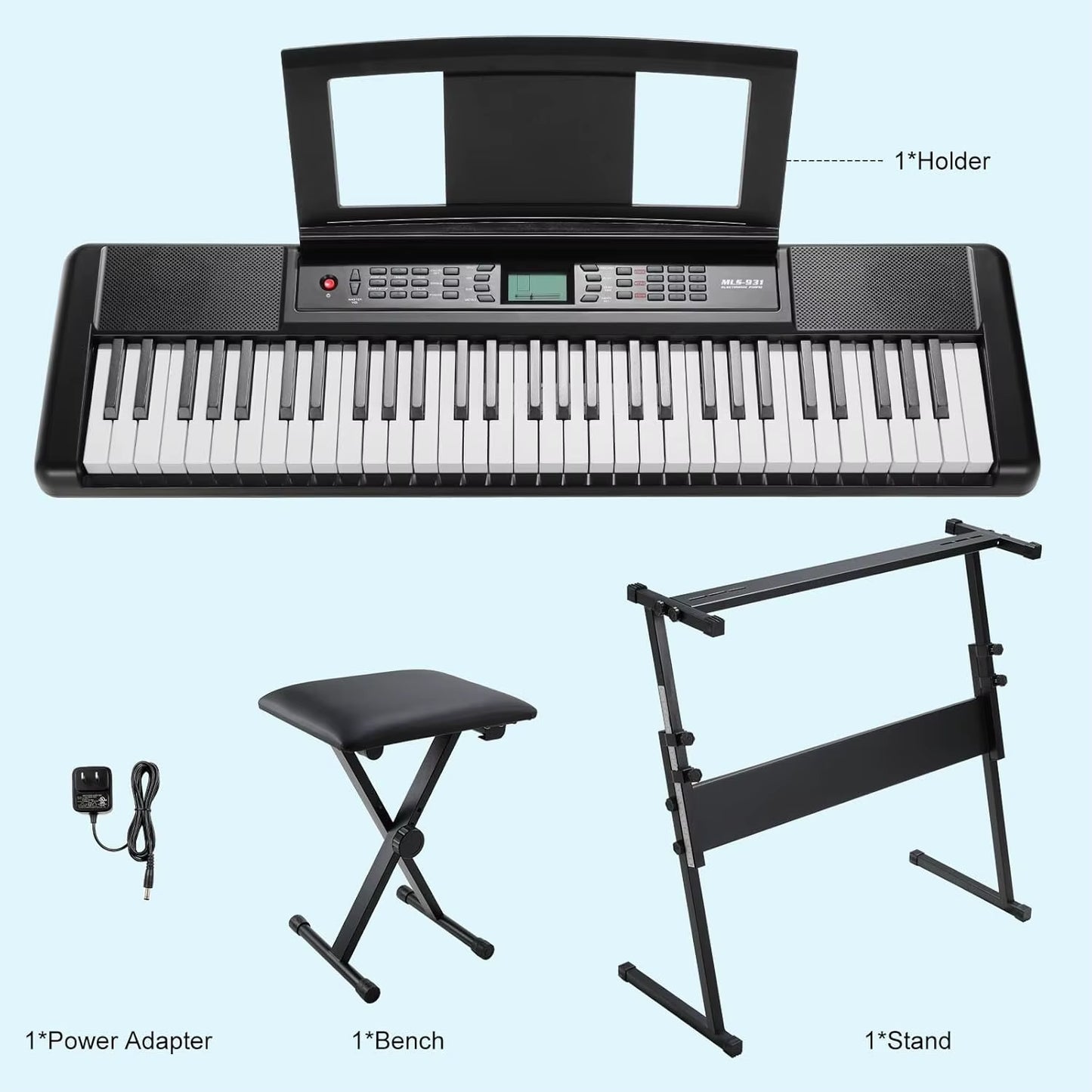 Keyboard Piano Digital Piano 61 Keys, Electric Piano Keyboard for Beginners, 300 Sounds & Teaching Function, Electronic Keyboard