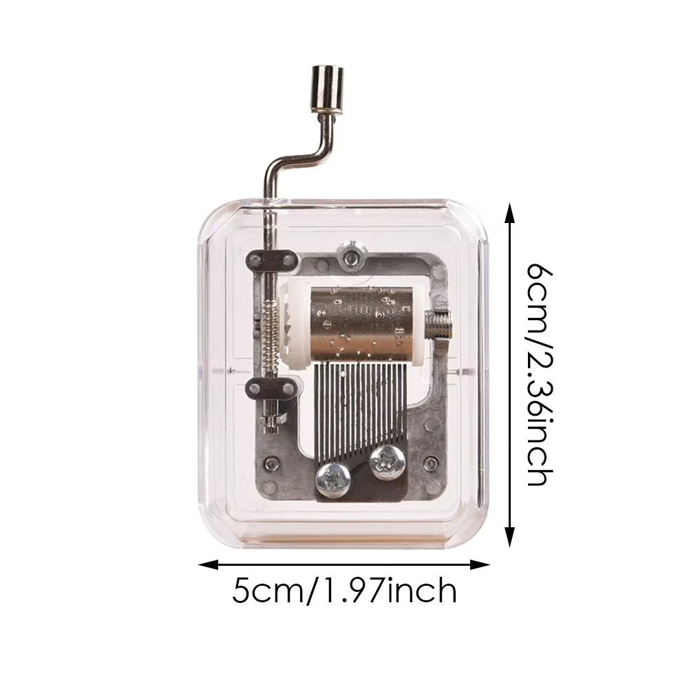 Mini Music Box Hand Cranking Music Movement Transparent DIY Music Box for Christmas Gift Merry Christmas a Variety of Music