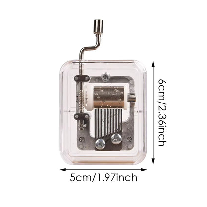 Mini Music Box Hand Cranking Music Movement Transparent DIY Music Box for Christmas Gift Merry Christmas a Variety of Music