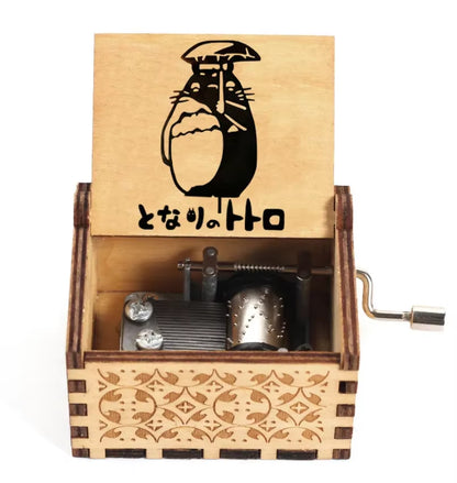 2025 HOT NEW Good Play Toy Wooden Painted Music Box, Totoro Music Gift, Ornament, Light Luxury Wooden Hand Cranked Music Box