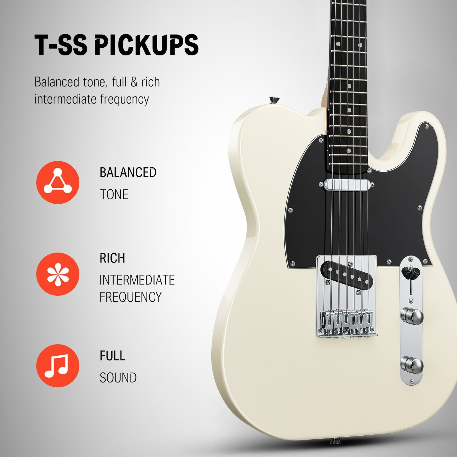 🎸 Donner DTL-100 Electric Guitar with Gig Bag Solid Body SS Pickup Glossy White