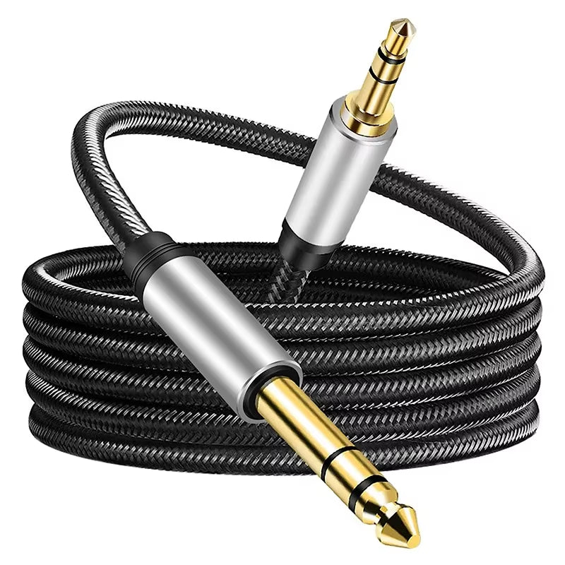 Stereo Braid Cord TRS 1/8 3.5Mm to 1/4 6.35Mm Jack Adapter AUX Audio Cable for MP3 Phone PC Guitar Amplifier Speaker Mixer