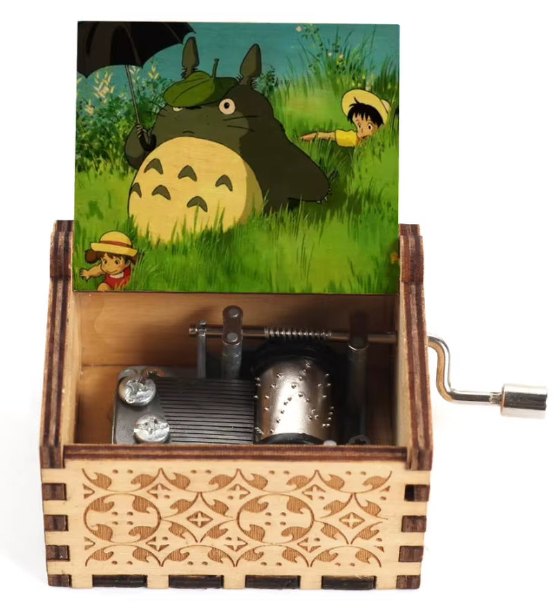 2025 HOT NEW Good Play Toy Wooden Painted Music Box, Totoro Music Gift, Ornament, Light Luxury Wooden Hand Cranked Music Box