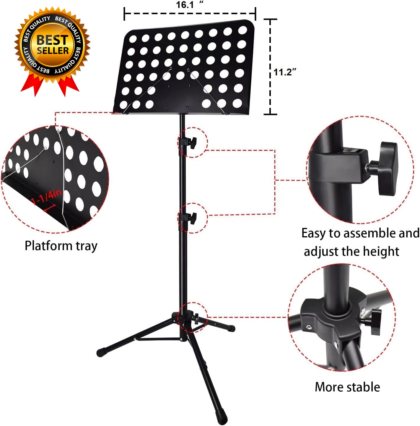 Sheet Music Stand with Light & Phone Holder 57" Music Stand for Sheet Music High