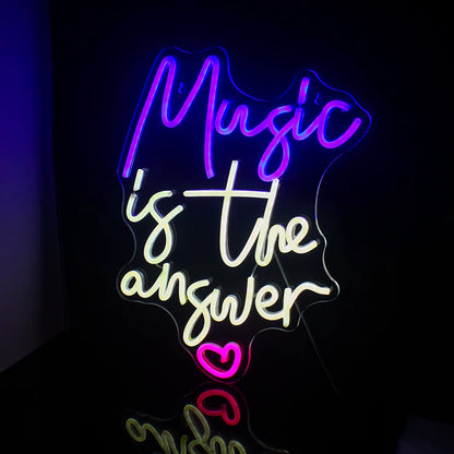Music Neon Sign Music Is the Answer Neon Light Led Signs Live Music Bedroom Home Disco Bar Studio Music Party Wall Decor Gift
