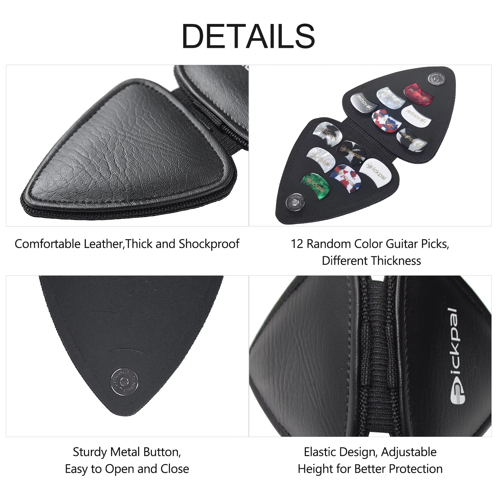 Guitar Picks Holder Case for Acoustic Electric Guitar Includes 12 PCS Guitar Picks Leather Guitar Plectrums Storage Pouch Guitar