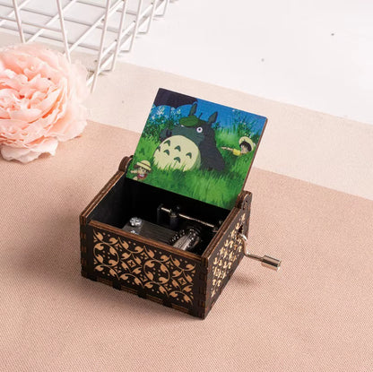 2025 HOT NEW Good Play Toy Wooden Painted Music Box, Totoro Music Gift, Ornament, Light Luxury Wooden Hand Cranked Music Box