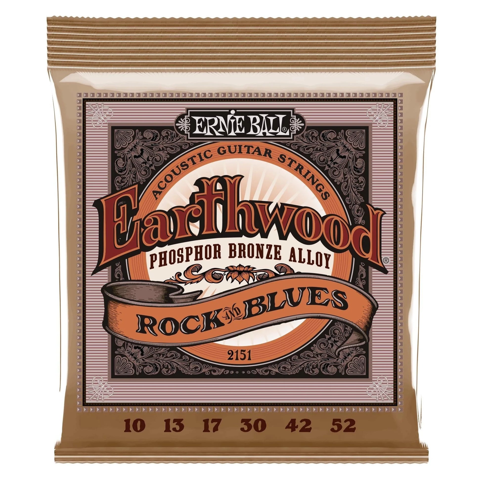 Earthwood Rock and Blues W/Plain G Phosphor Bronze Acoustic Guitar Strings - 10-52 Gauge