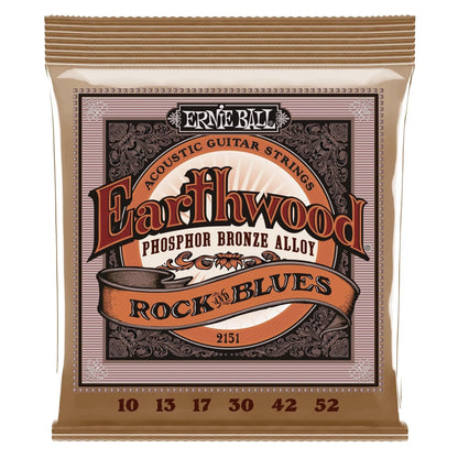 Earthwood Rock and Blues W/Plain G Phosphor Bronze Acoustic Guitar Strings - 10-52 Gauge